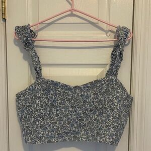 American Eagle Outfitters Blue Floral Crop Top